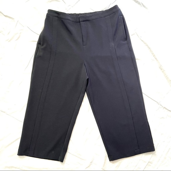 H by Halston Stitch Pleat Seamed Wide Leg Crop Pants - Picture 3 of 11